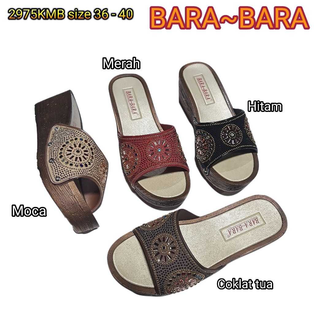 BARA BARA ORIGINAL Sandal karet empuk murah wanita sendal wedges import barabara cewek 2975kmb