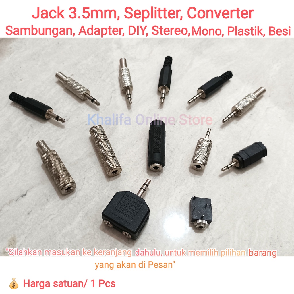 DIY Jack AUX Adapter Adaptor Sambungan Ektensi Konverter Converter Seplitter Splitter Audio Colokan 