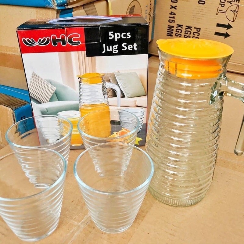 TEKO KACA CANGKIR KACA SET / WATER JUG SET HC