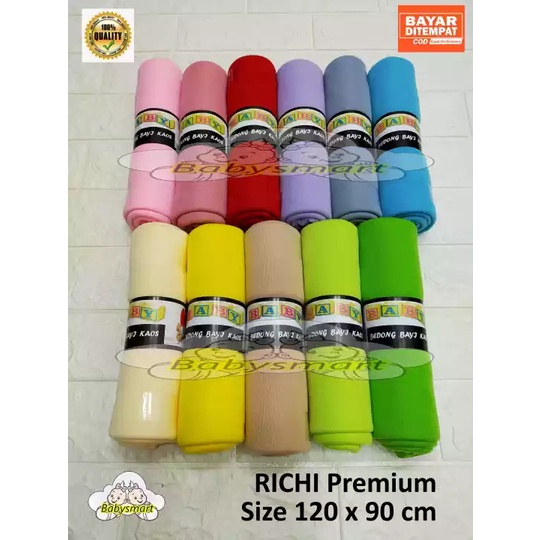 Babysmart - 4 Pcs RICHI Premium Bedong Bayi BABY Single Colour / Selimut bayi / Alas tidur bayi / Bahan Halus