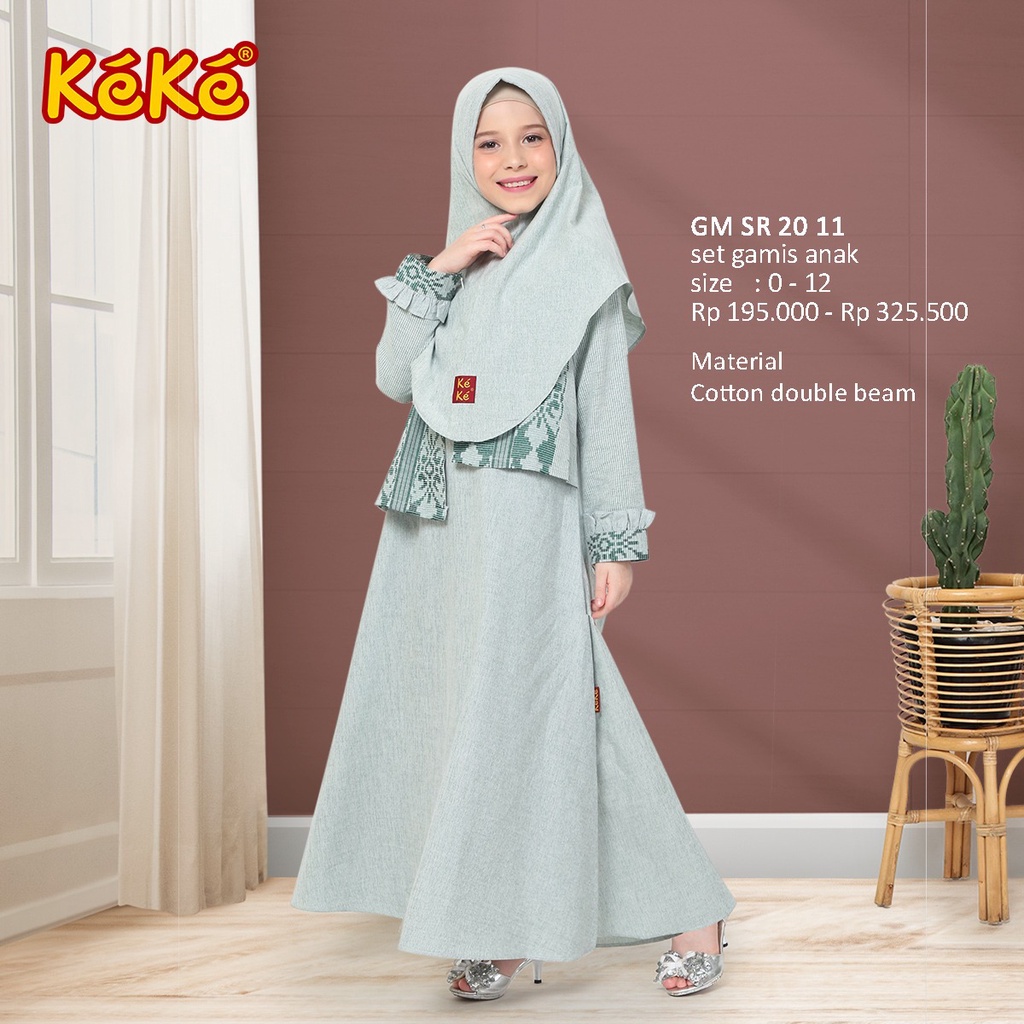 Gamis Anak Keke GM SR 20 11 Katun ABU / MARUN / TOSKA | Gamis Anak Keke Original | Baju Muslim Anak 