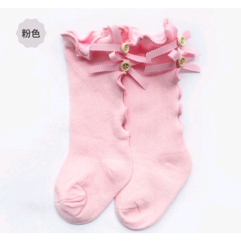 OliveShop ❤️ Kaos Kaki Anak Panjang Ruffle Kancing Pesta Mewah Cantik