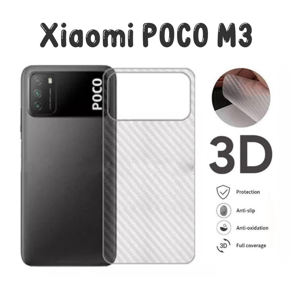 GARSKIN Sticker Carbon Xiaomi Poco M3 M3 Pro 5G Skin Carbon Transparan Fiber Protection Sticker