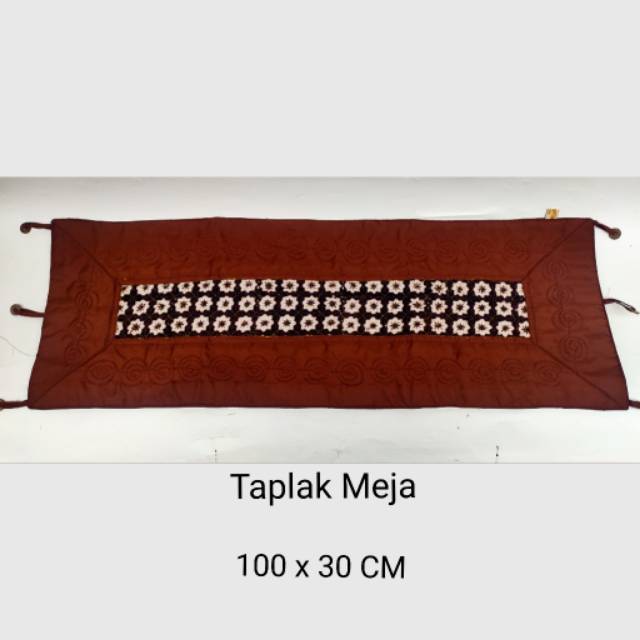 Sarung Bantal Sofa Batik Cap isi 5 + 1 Taplak Meja Motif Melati