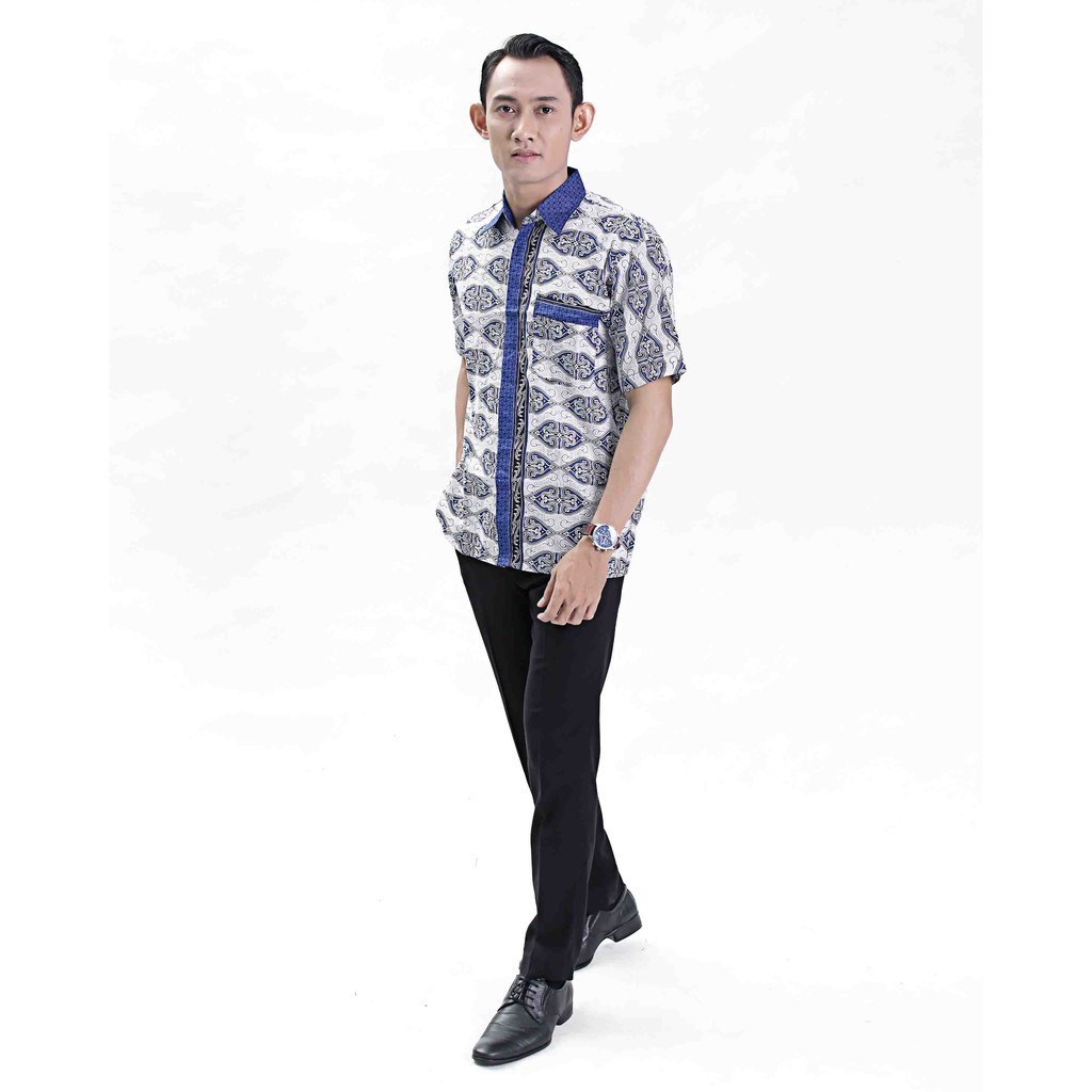 Batik Pekalongan YIC KEMEJA BATIK PRIA GARUDA BIRU Baju Murah MS