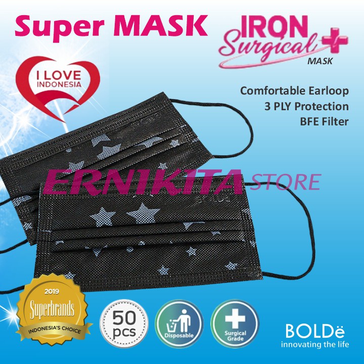 BOLDe IRON Surgical Mask 3 ply / Masker Medis izin Depkes