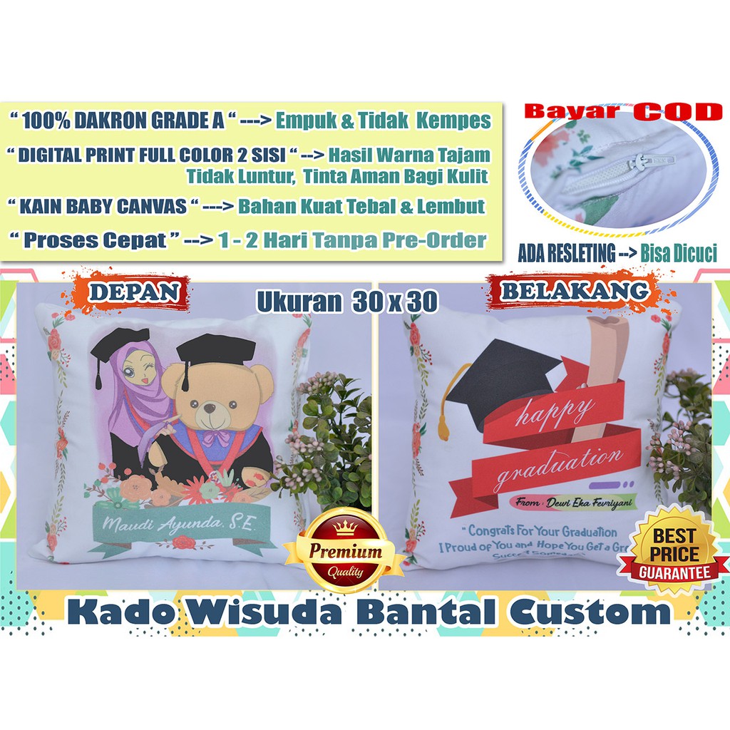 KADO WISUDA BANTAL CUSTOM UNTUK SOUVENIR WISUDA DAN GRADUATION GIFT