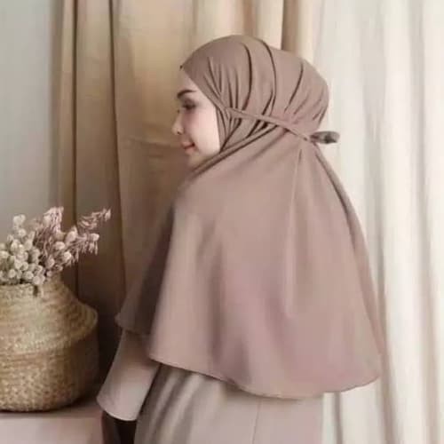 Bergo maryam polos tali non pet bahan diamond