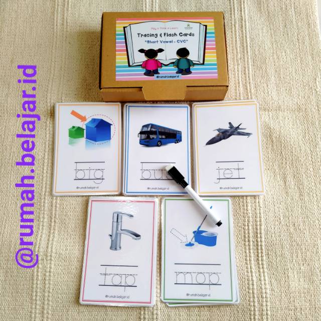 Tracing & Flash cards - short vowel