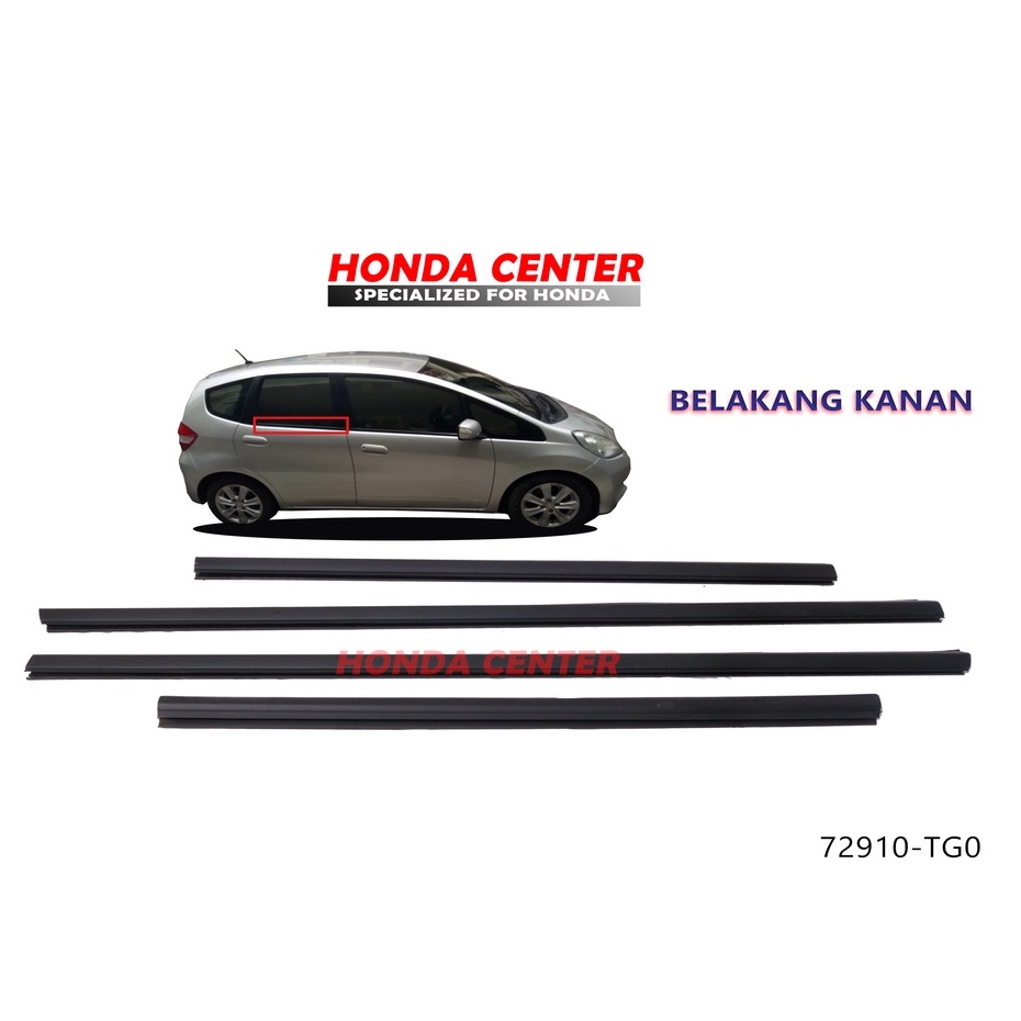 pelipit karet kaca pintu luar weather strip luar honda jazz s rs ge8 2008 2009 2010 2011 2012 2013 2014 72910-TG0-T01 belakang kanan