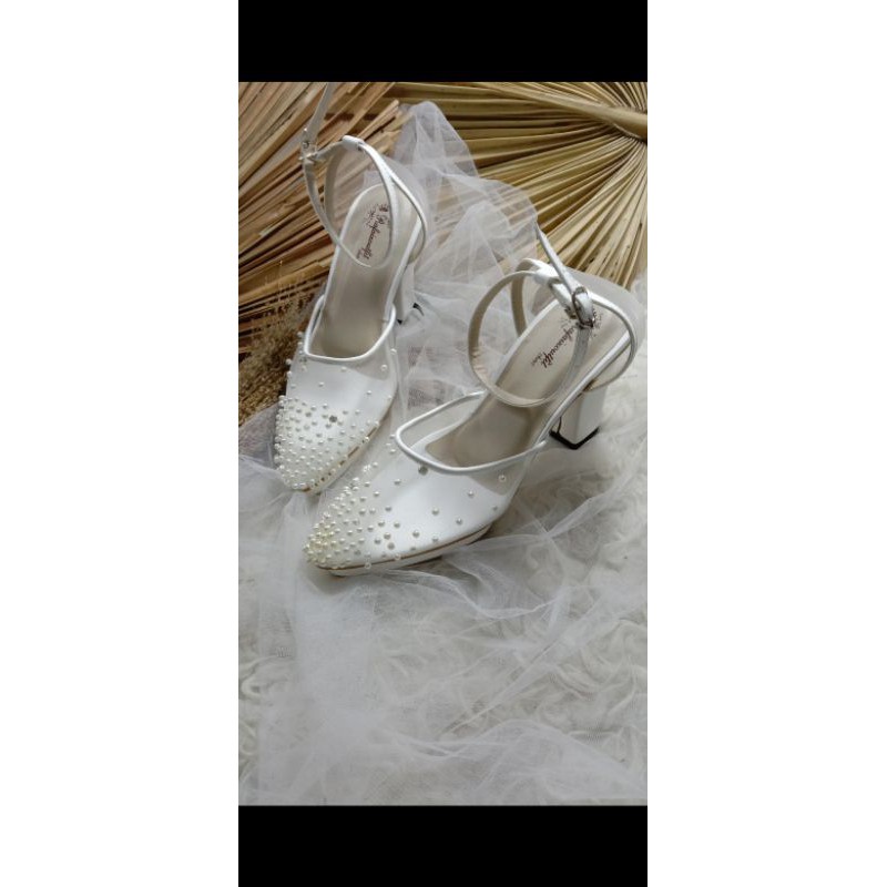 sepatu aqila.putih sepatu wanita cantik mutiara tnggi 7cm