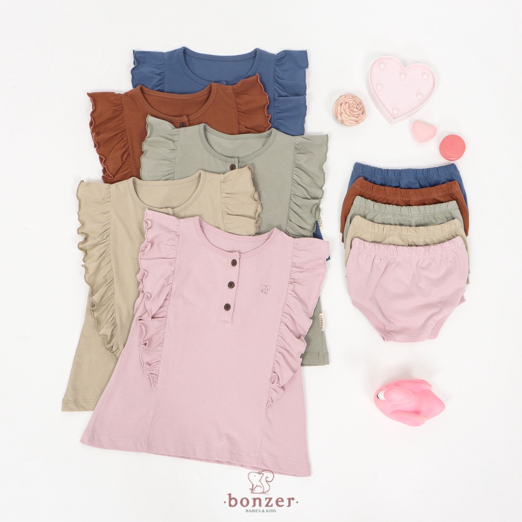 ORIGINAL Bonzer Baby CLAIRE DRESS BONZERBABY - dress / rok anak perempuan basic renda ruffle 6 bulan