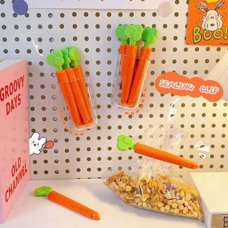 Klip Penyegel Bungkus Makanan 6in1 Bentuk Wortel Penjepit Cemilan Snack Korean Clip Sealer 5pcs Carrot 1 Holder Jepitan Magnet Kulkas Babymaniashop