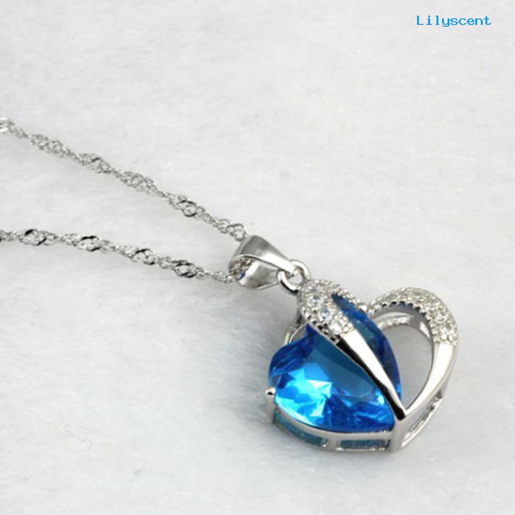 Kalung Dengan Liontin Bentuk Hati Bahan Cubic Zirconia Untuk Wanita