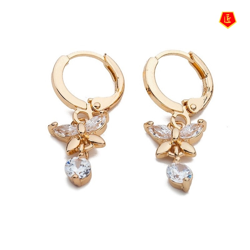 [Ready Stock]Fashion Bowknot Rose Gold Earrings Elegant Personality