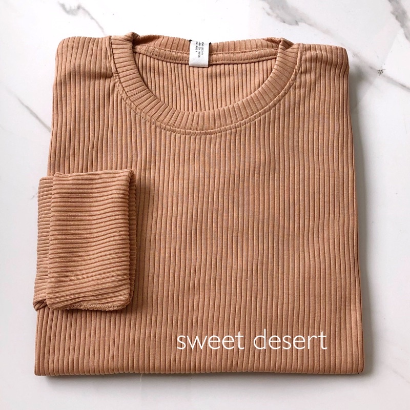 longsleeve rib basic sweater premium baju lengan panjang KALLYOUTFIT-SWEET DESERT..