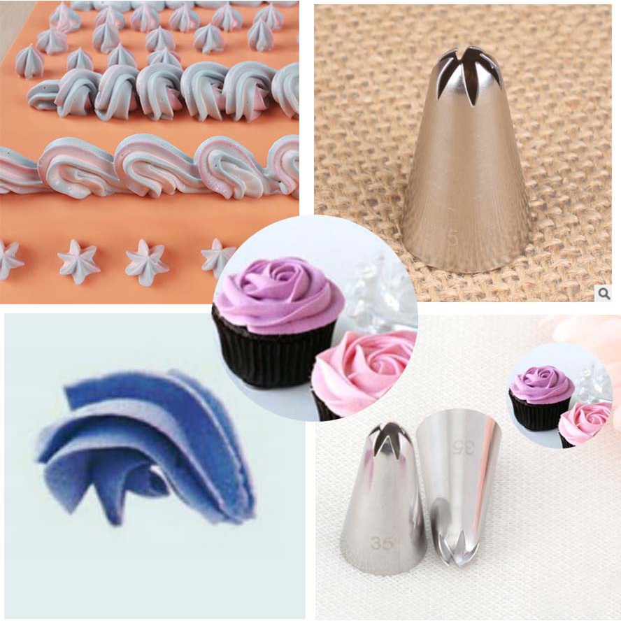 Spuit no 35 Piping Dengan Motif Bunga Mawar Rusia Untuk Hiasan Kue