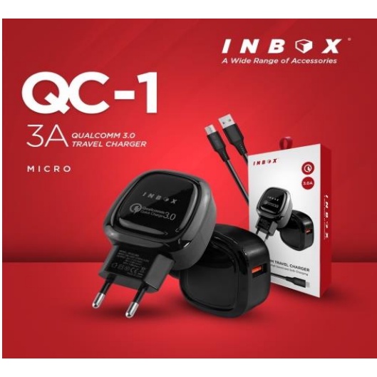 INBOX Charger QC-1 Fast Charging 3A QC 3.0 Free Kabel Data QC1 Charger Hp