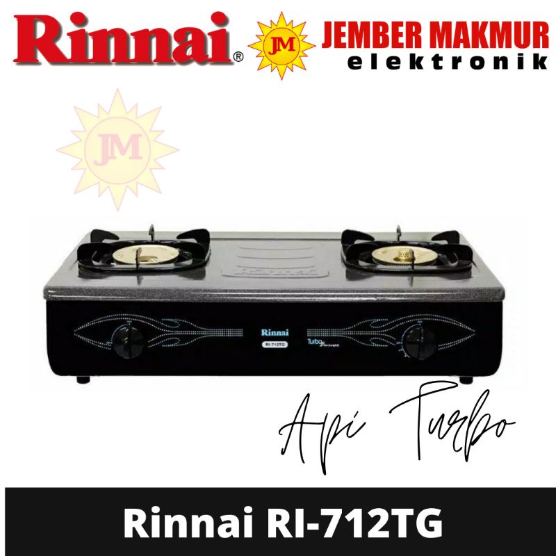 RINNAI KOMPOR GAS 2 TUNGKU RI712TG / KOMPOR GAS RINNAI TURBO RI712TG / KOMPOR RINNAI STAINLESS TURBO