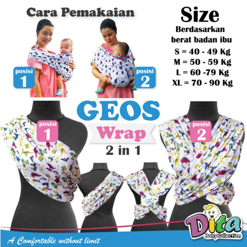 BISA TUKAR SIZE GEOS Wrap 2in1 Motif geos Kaos gendongan Wrap instan BABY WRAP SIMPEL GENDONGAN BAYI