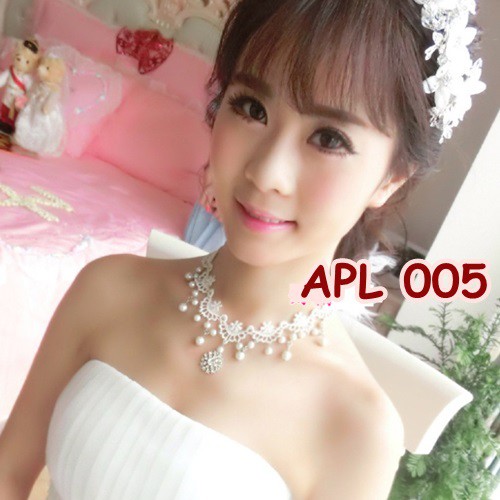 [PRODUK TERLARIS] NECKLACE MUTIARA HEADPIECE KALUNG PENGANTIN WANITA APL005