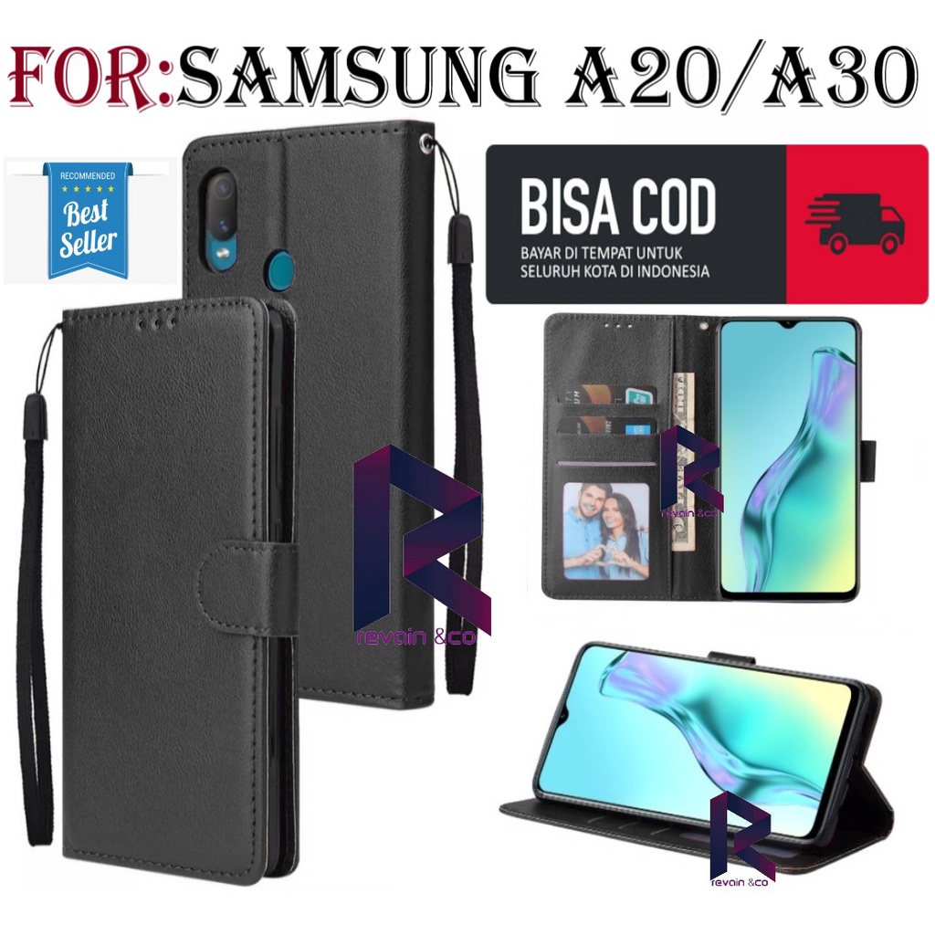 SAMSUNG GALAXY A20 A30 CASE FLIP WALLET LEATHER KULIT PREMIUM SARUNG BUKA TUTUP FLIP CASE SAMSUNG A20/A30