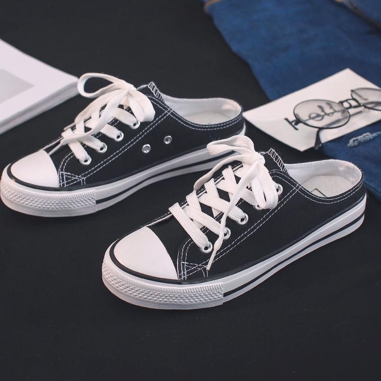 Kingbest " FREE BOX" Sepatu Sneakers Tali Tanpa Tutup Belakang Woman Fashion Korea Shoes Sandal Mura