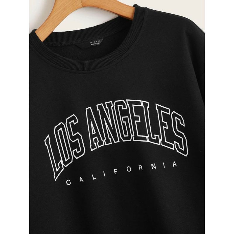 BASIC OBLONG LOS ANGELES CALIFORNIA BLACK SWEATER UNISEX TERBARU'