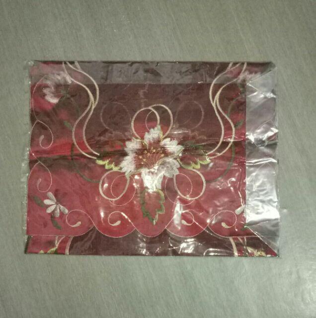 Taplak Meja Tamu Bordir Organdi Kaca Premium 40x90cm Lili Maroon
