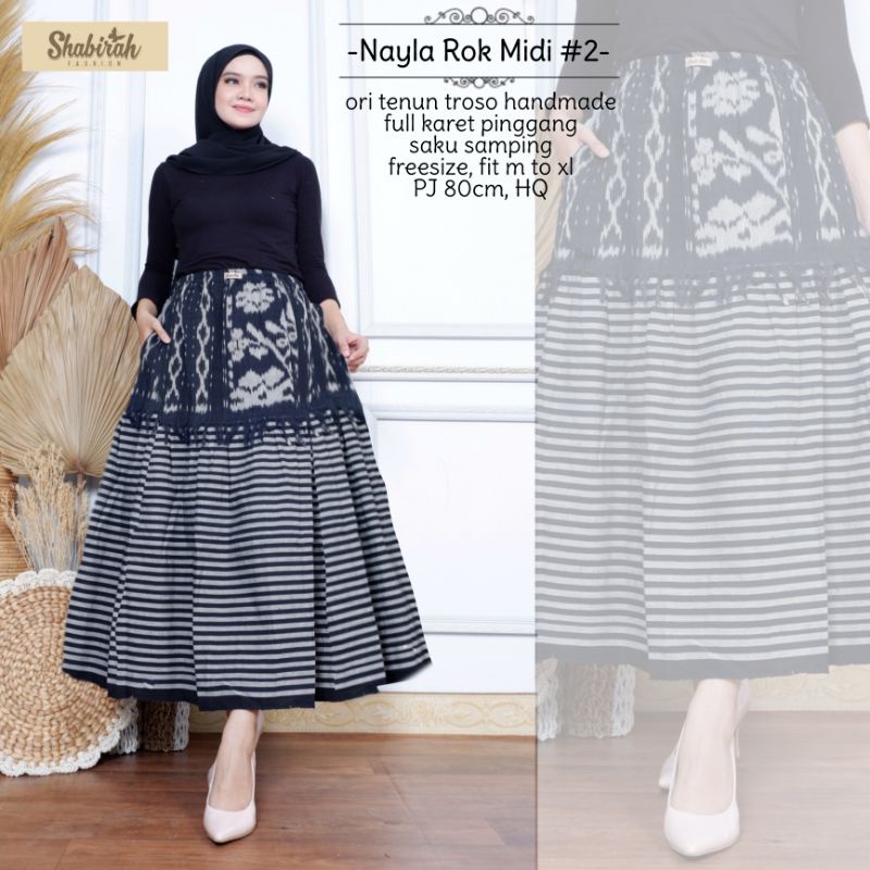 GARANSI TERMURAH COD - ROK TENUN MIDI / BAWAHAN WANITA / ROK BATIK / SKIRT / ORI BLANKET TROSO-3