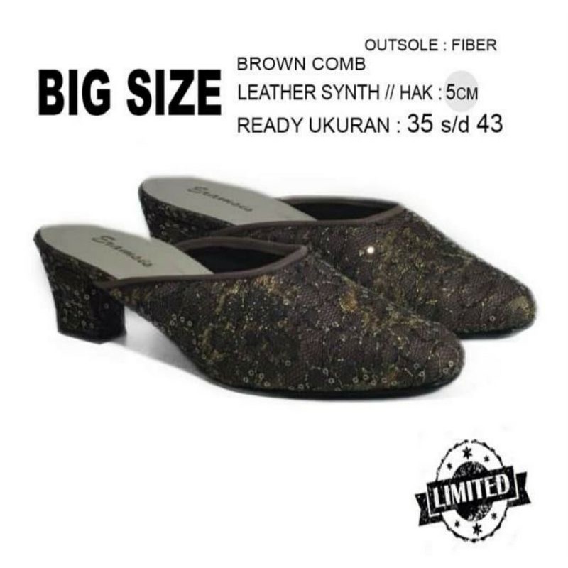 Selop Pengantin Big Size 35-43 / Sendal Manten Jumbo / Slop Akad Nikah Wedding Size Besar Brown,43