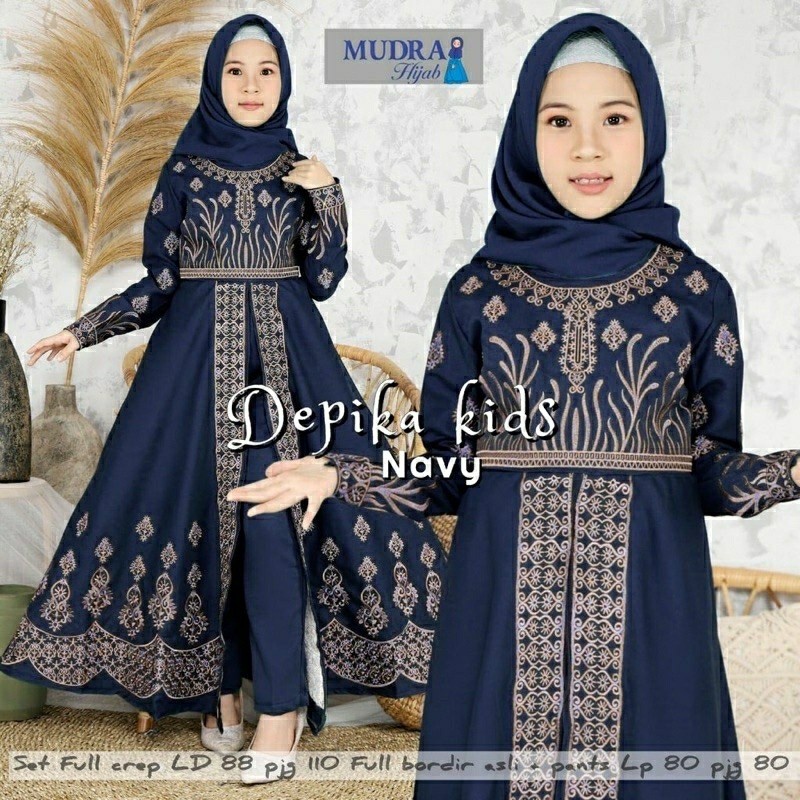 Set Gamis Anak Tanggung Perempuan Atasan + Celana Terbagus Nandia kids Umur 7 - 10 Tahun Gamis Anak 