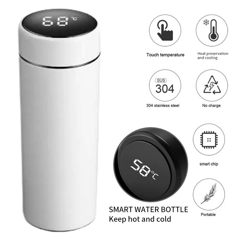 Thermos Air Panas Mini stenlis 500ml LED Display Suhu Temperatur-Termos Air Panas 500ml stainless Tahan 24 Jam-Smart Termos Layar Sentuh Menampilkan Suhu-Tumbler Thermos Temperature LED Display Vaccum Termos Suhu