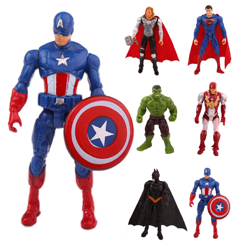 Set of 6 The Avengers Batman Hulk Thor Iron Man Superman Action Figure Kids Toys 