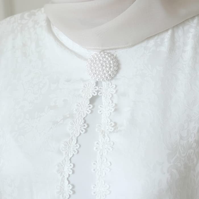 Gamis Putih Premium AGNES Baju Gamis Wanita Gamis Brukat Gamis Putih Busana Muslim 10820