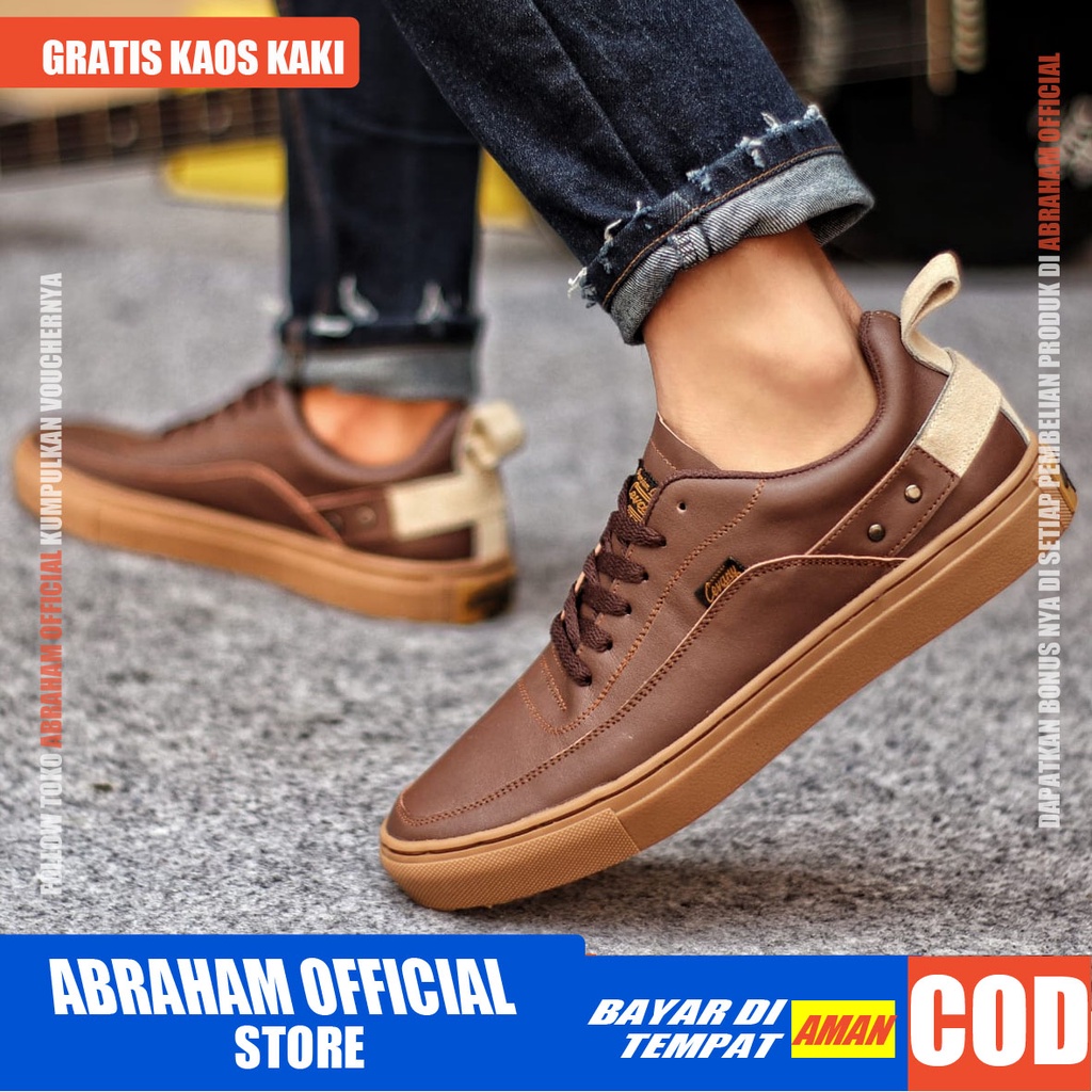 ABRAHAM Sepatu Sneakers Kulit Asli Kerja Pria