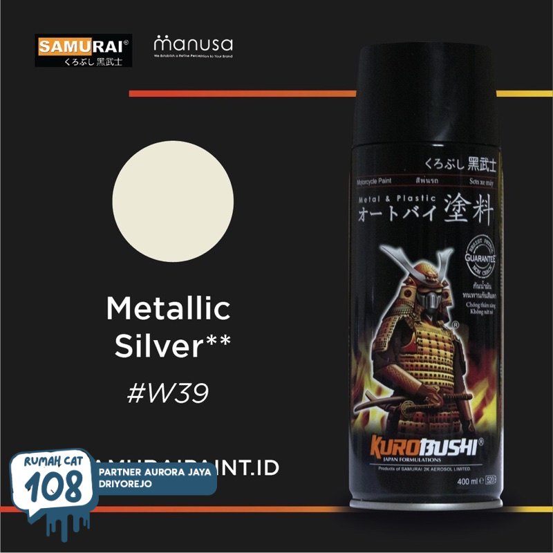 

Rumah Cat - Samurai Paint Metallic Silver W39 Cat Semprot Metalik 400ml / Metalic Pilox Pylox Pilok Tahan Bensin | Rumah Cat Mobil dan Motol