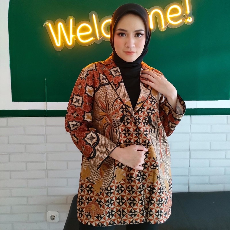 Blazer Batik Exclusive - Atasan Jas Kerja Wanita Murah Katun Premium