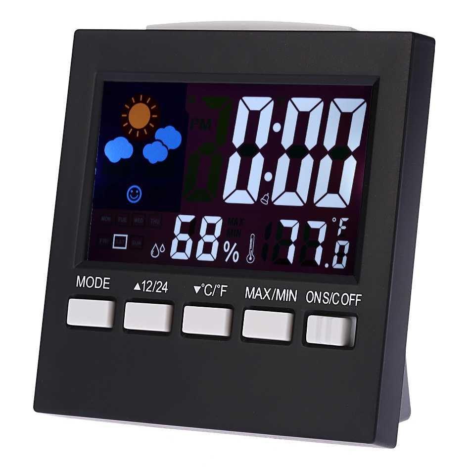 GS8 Jam Alarm LED Thermometer Hygrometer Forecast Weather Station LCD 2159T Hitam