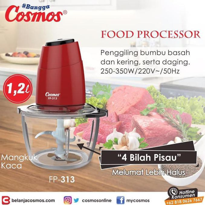 Cosmos Blender FP313 Food Processor with Turbo Knob [1.2 Liter]