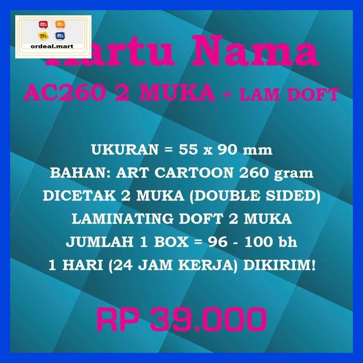 

6Rtiut7- Print Cetak Kartu Nama Bahan Ac260 2 Muka Laminating Doft 2 Sisi 5Ea5W5-