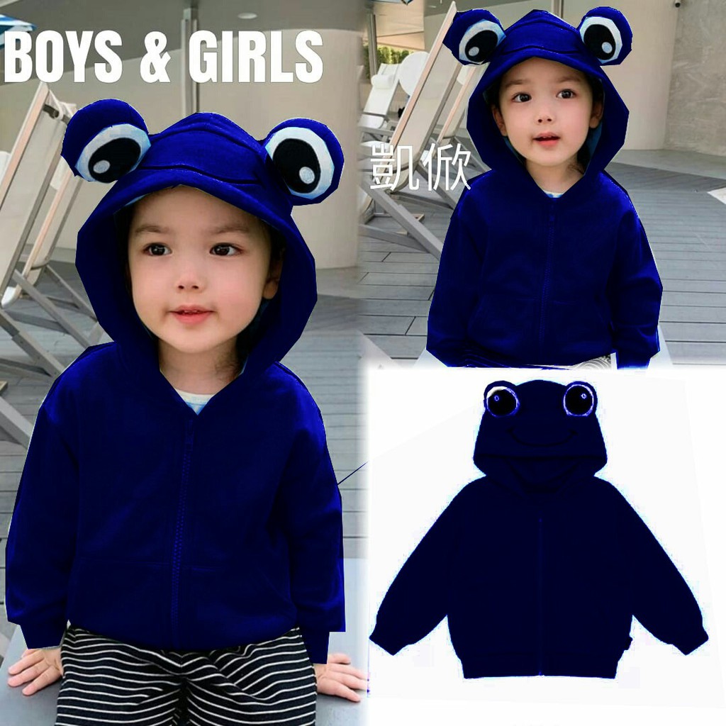 Baju Jaket Frog Hoodie  -  Sweater/Jaket Anak Perempuan 4-6 Tahun MS