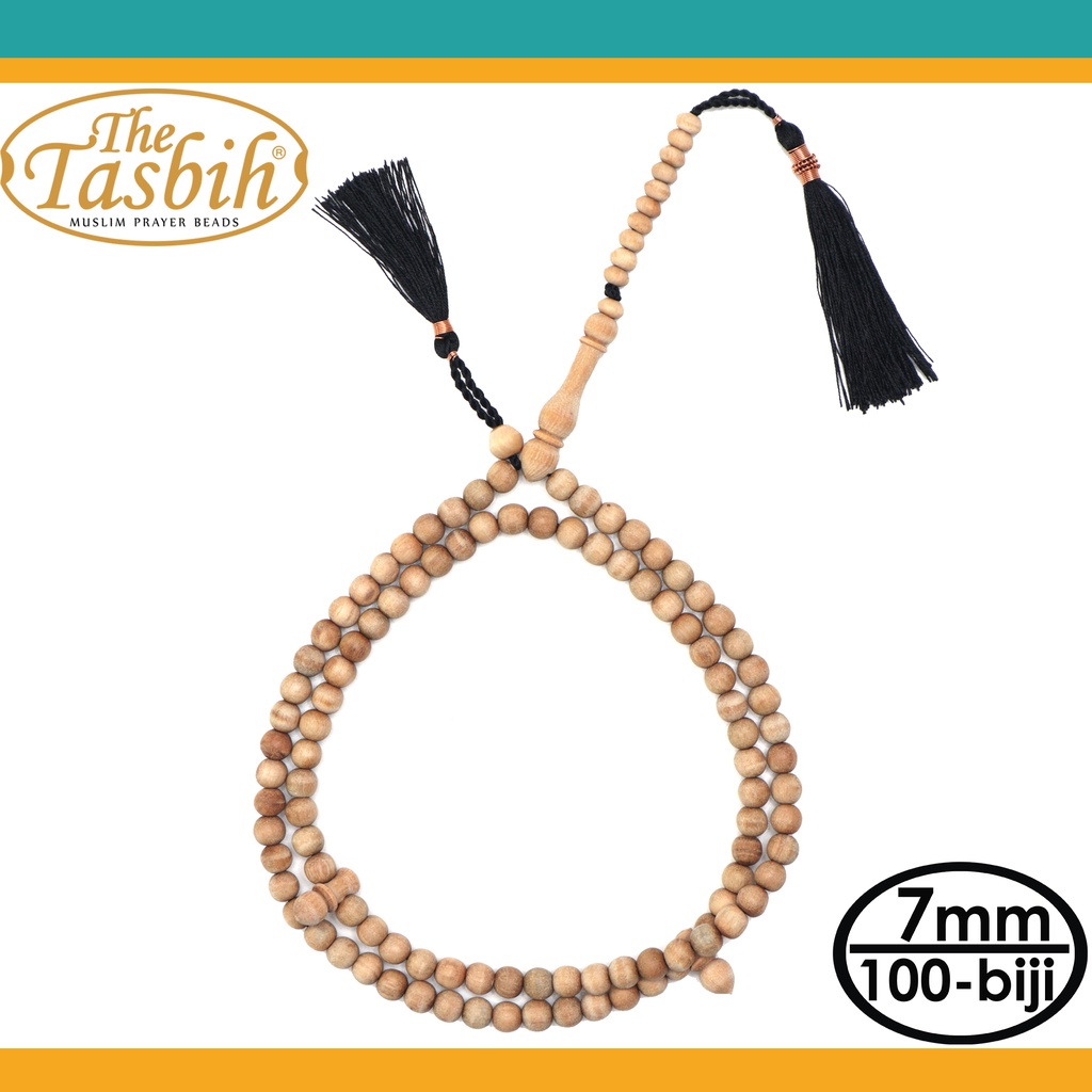 Tasbih Kayu Cendana Wangi 100 Biji Tasbeh Jumbai Hitam Tembaga Tunisia