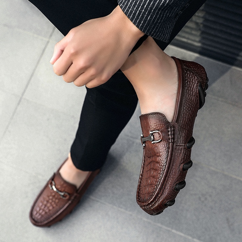 COD 100% ASLI KULIT Sepatu Pria IMPORT Tanpa Tali Casual Kulit Sapi Kerja Kantor Santai Slip On Fashion Keren 123