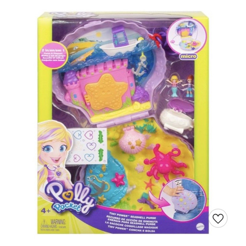 Polly Pocket Tiny Power Seashell Purse Playset - Original 100%