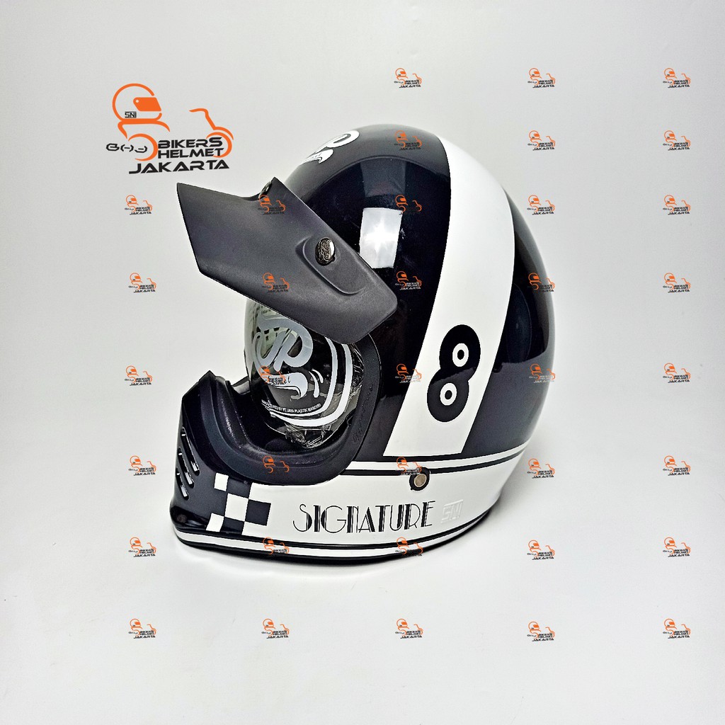 JPX HELM SIGNATURE JP RETRO SG 03 SUPER BLACK FULL FACE RETRO
