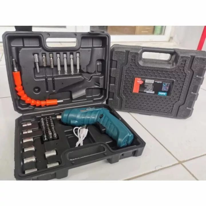 BISA COD Bor Tangan Bor cordless Drill Bor Dinding - BOR LISTRIK Cordless Impact Drill Mini Mesin Obeng Bor Portable Tool Box - Bor Tanpa Kabel Set Aksesoris Obeng Listrik 47 Buah Set