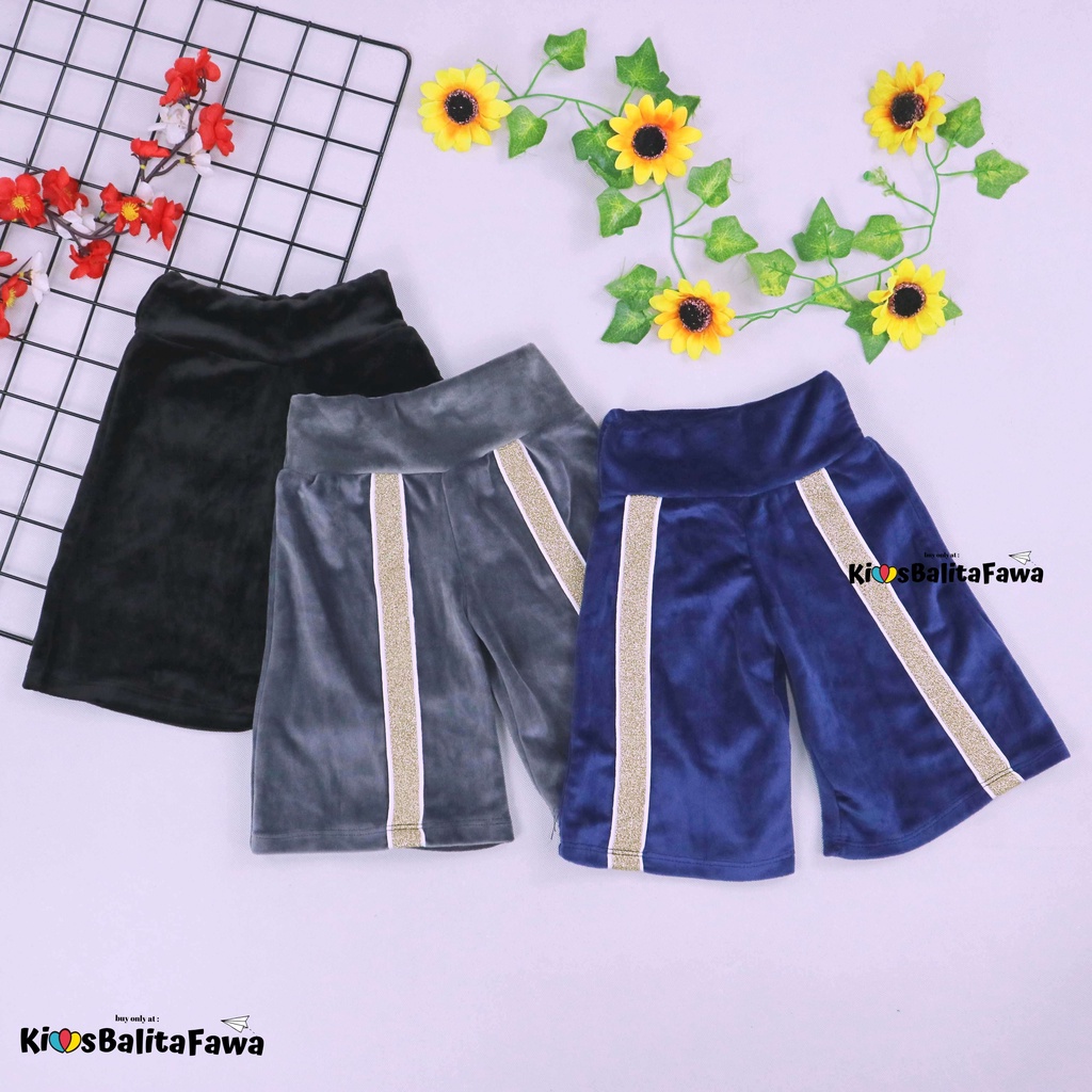 Kulot Cindy uk 1-4 Tahun / Celana Pendek Bludru Satin 3per4 Pants Kulot Anak Perempuan Bawahan Polos Harian