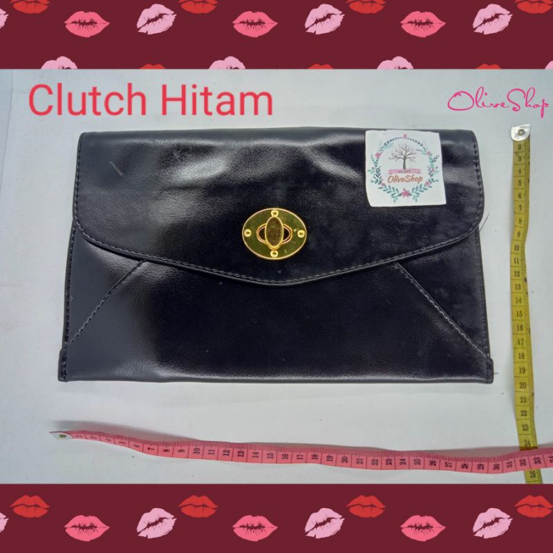 OliveShop ❤ Clutch Hitam Polos Elegan