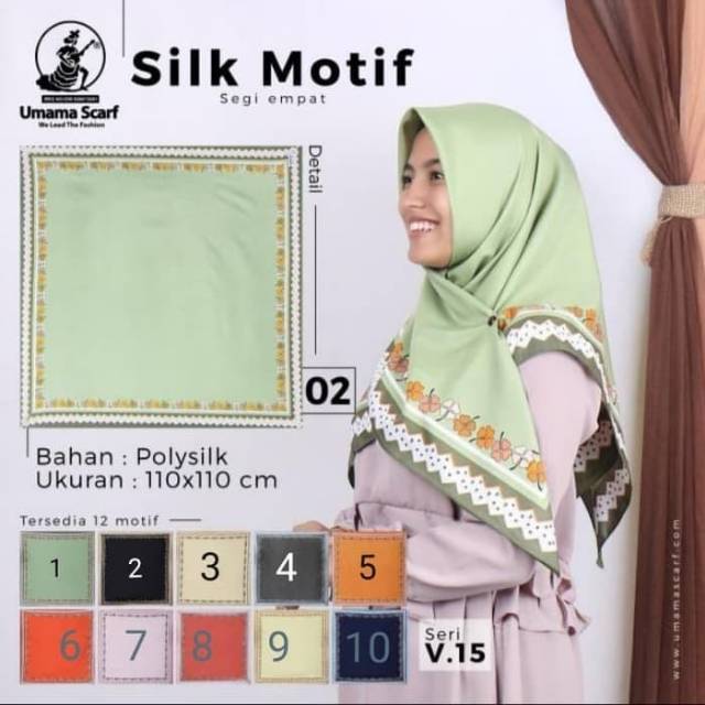Hijab Kerudung Segi Empat Motif Printing Silk Motif